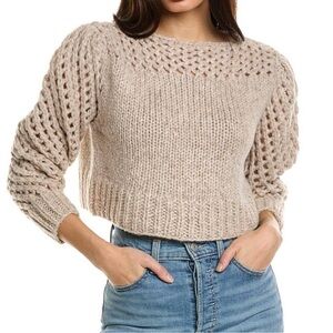LoveShackFancy Larson Cropped Pullover Knit Sweater Size S